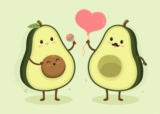 Feliz Dibujos Animados De Aguacates Vector De Fruta De Aguacate The