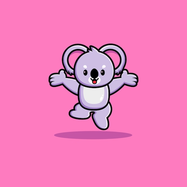 Caricatura Lindo Koala Saltando Vector Premium