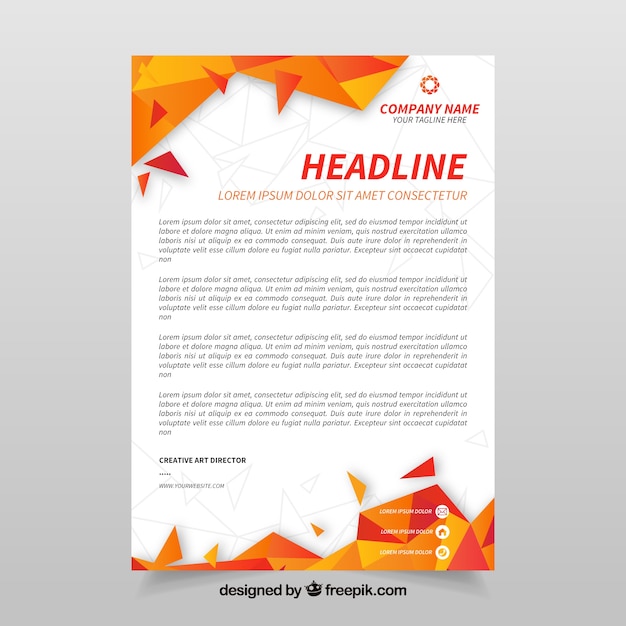 Carta corporativa con formas abstractas de color naranja | Vector Gratis