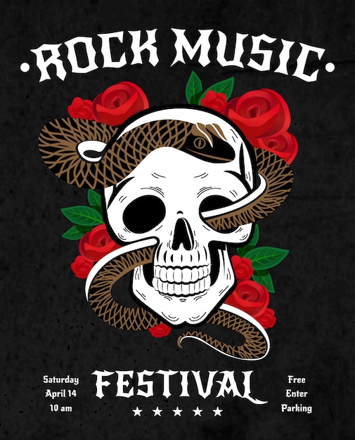 Cartel del festival de música rock vector gratuito