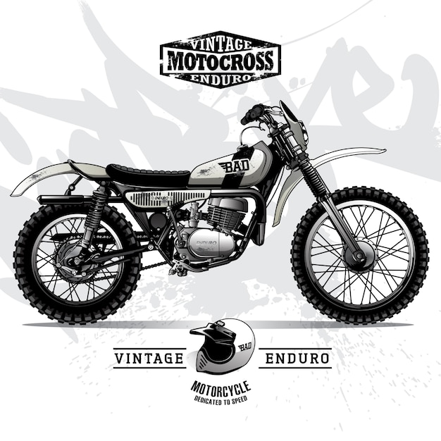 Download Cartel de la motocicleta del scrambler del vintage | Vector Premium