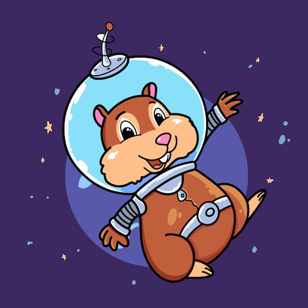 Cartoon Hamster Astronaut In Space Vector Premium 7311