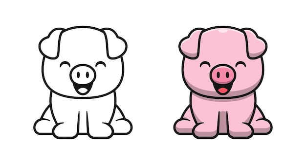 Cerdo Lindo Esta Sentado Paginas Para Colorear De Dibujos Animados Para Ninos Vector Premium Cerdo Lindo Esta Sentado Paginas Para Colorear De Dibujos Animados Para Ninos Vector Premium