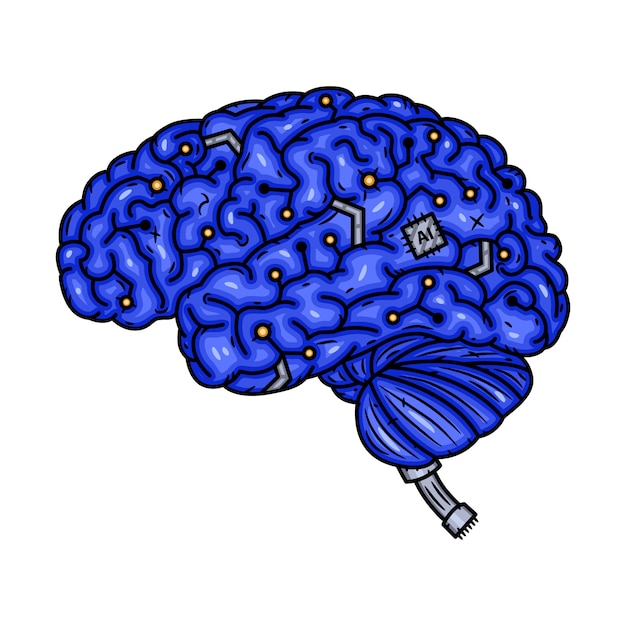 Cerebro Ilustración De Cerebro Cibernético Aislada Vector Premium 5881