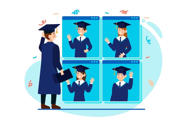 Download Ceremonia virtual de graduación | Vector Gratis