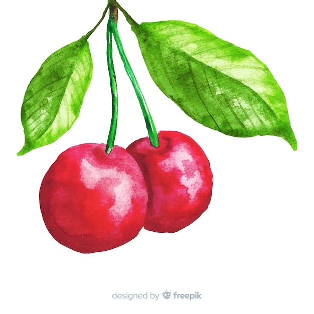 Cerezas En Acuarela Vector Gratis