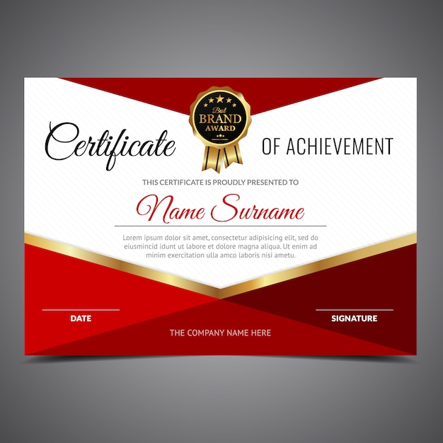 Certificado De Aprovechamiento Blanco Y Rojo Certificate Layout