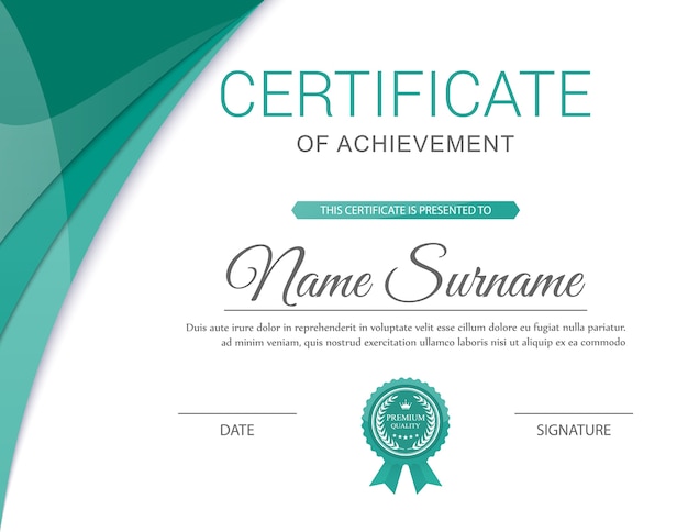 Certificado De Logro Verde En Estilo Moderno Vector Vector Premium