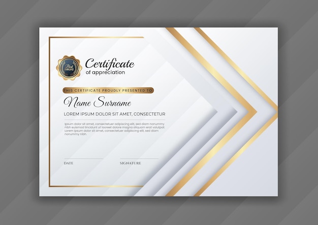 Certificado De Lujo Dorado Degradado Vector Premium