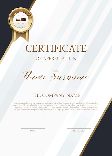 Certificado De Plantilla De Agradecimiento Vector Premium