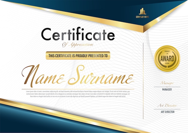 Certificado De Plantilla De Lujo Y Estilo De Diploma Ilustraci N Vectorial Vector Premium
