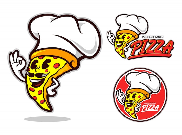 Chef Pizza Personaje De Dibujos Animados Vector Premium