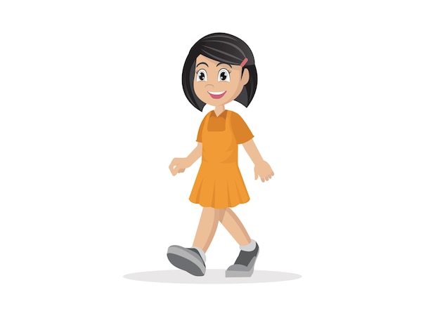 Chica Caminando Vector Premium