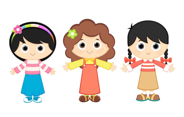 Chicas De Dibujos Animados Vector Premium