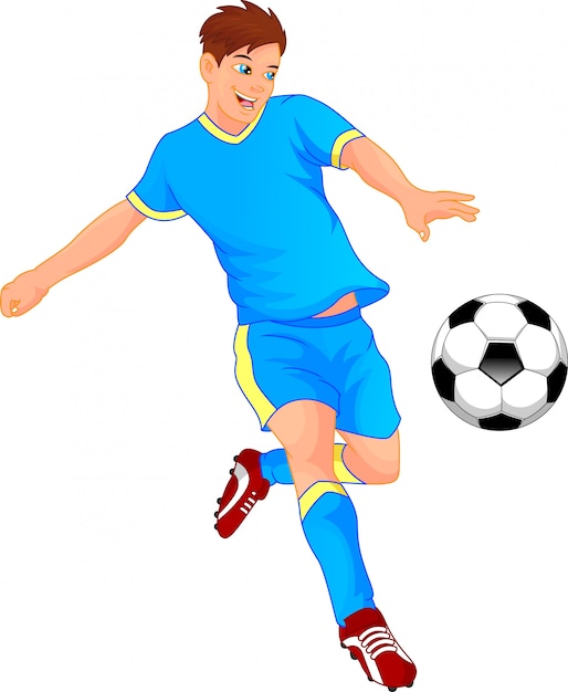 Chico Lindo Futbolista Vector Premium