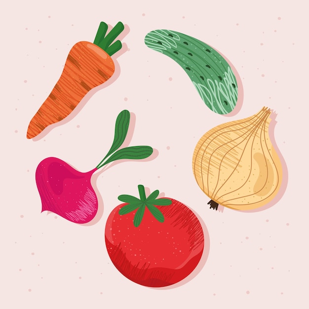 Cinco Iconos De Verduras Frescas Vector Premium 0727