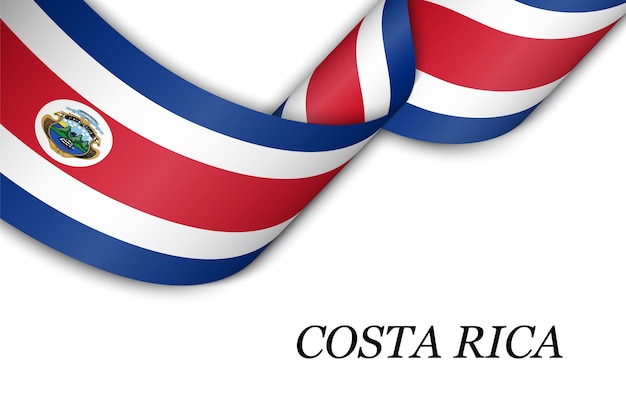 Cinta ondeando o banner con bandera de costa rica. Vector Premium