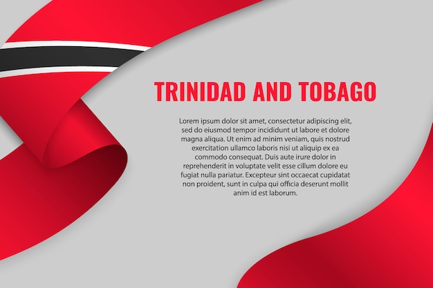 Cinta Ondeando O Banner Con Bandera De Trinidad Y Tobago Vector Premium