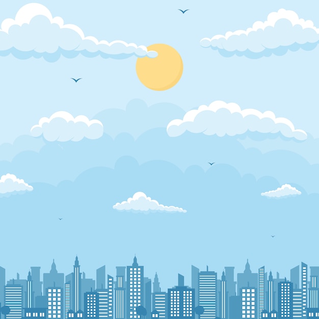 Ciudad Paisaje Urbano Skyline Paisaje Edificio Ilustraci N Vector Premium