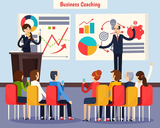 Coaching Empresarial Ortogonal Vector Gratis