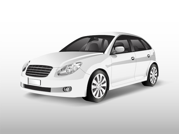 Coche Blanco Hatchback Aislado En Vector Blanco Vector Gratis