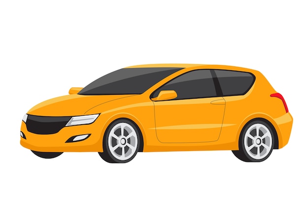 Coche Familiar Moderno Pequeno Amarillo Vector Premium