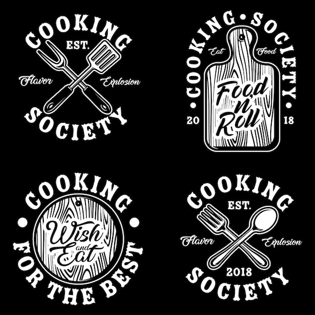 Cocinar cosas logo vector set ilustración | Vector Premium