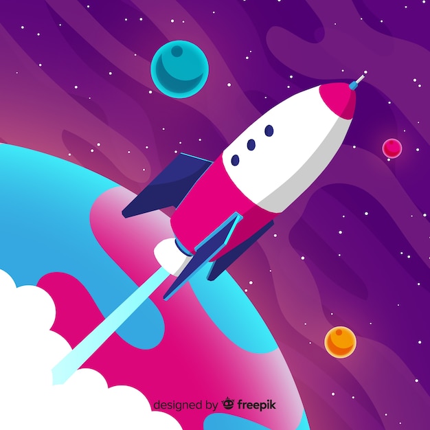 Cohete espacial clásico con diseño plano | Vector Gratis