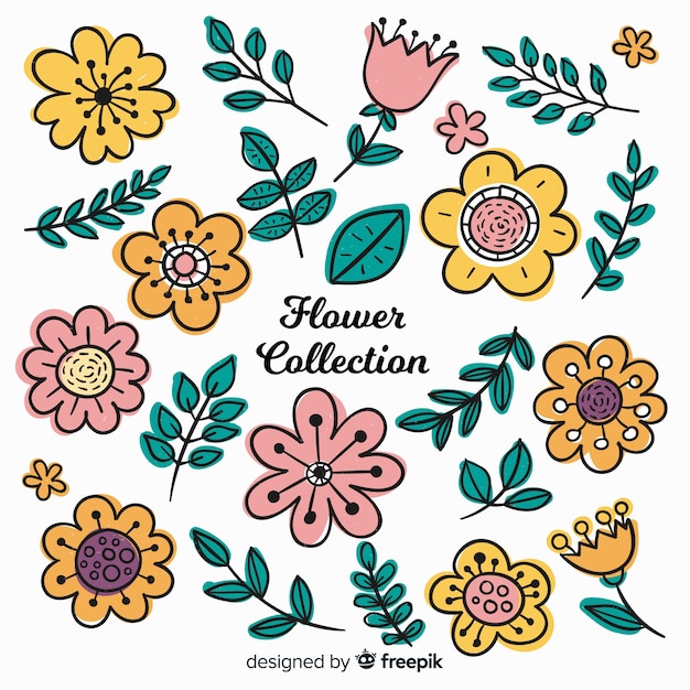 Colección Adorable De Flores Dibujadas A Mano Vector Gratis 7540