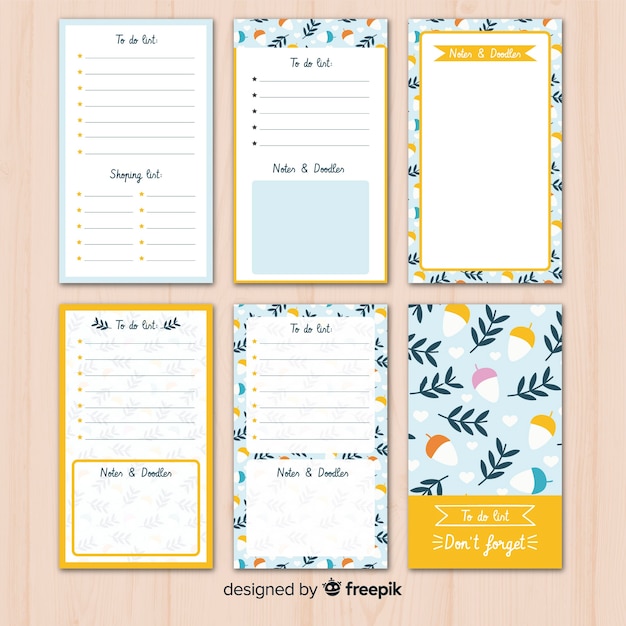 Colección adorable de listas de cosas que hacer dibujadas a mano vector gratuito