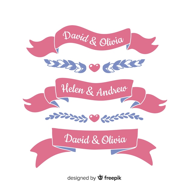 Colección de adornos de boda dibujados a mano vector gratuito