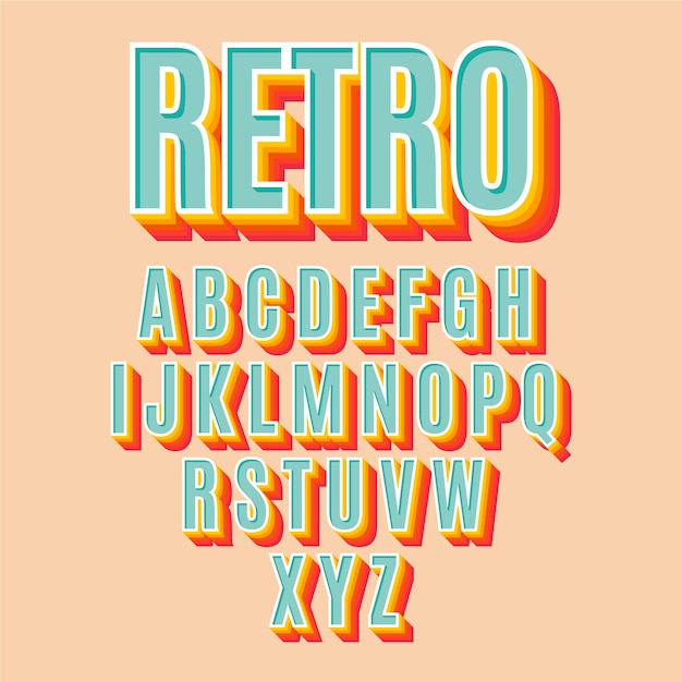 Colección de alfabeto retro 3d Vector Gratis