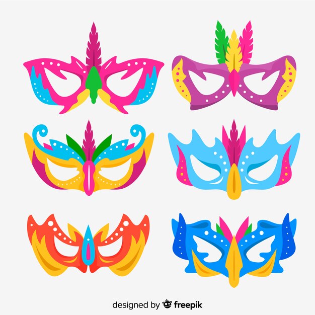 Colecci N De Antifaces De Carnaval Dibujado A Mano Vector Gratis