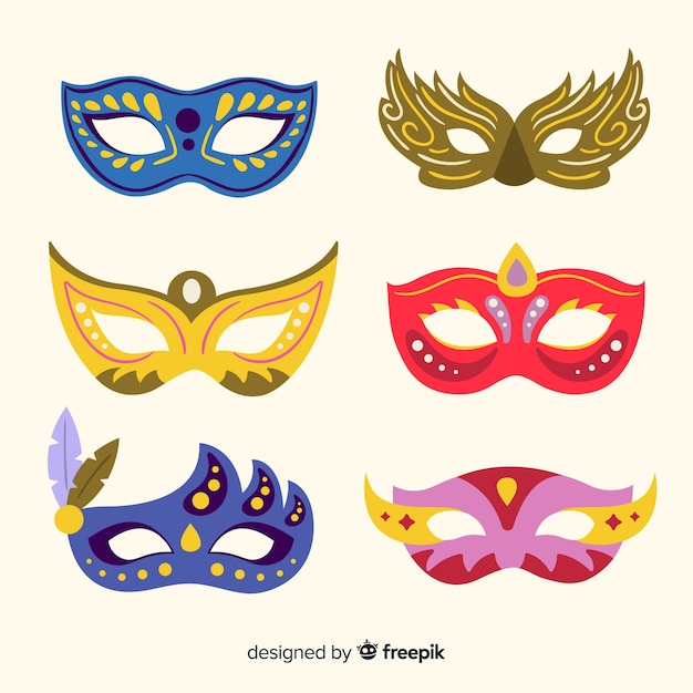 Colecci N De Antifaces De Carnaval Dibujado A Mano Vector Gratis