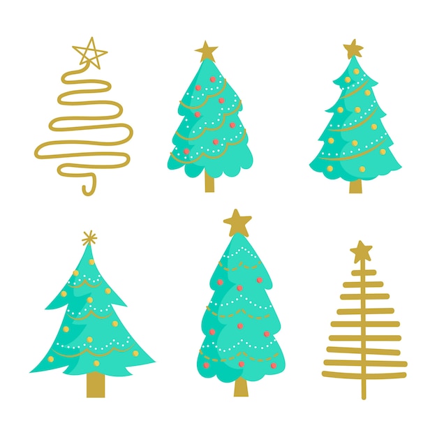 Colecci N De Rboles De Navidad Dibujados A Mano Vector Gratis