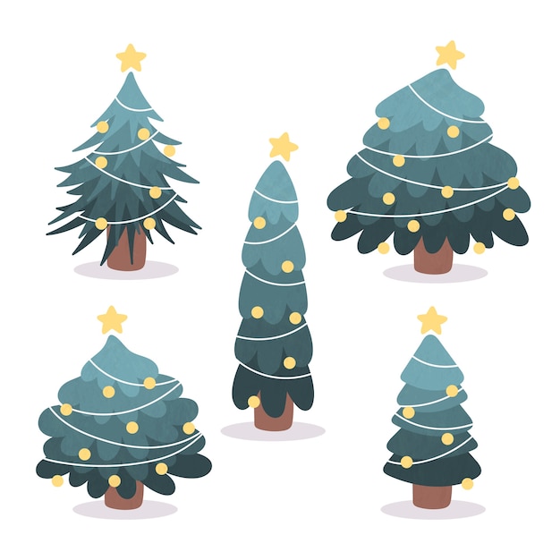 Colecci N De Rboles De Navidad Dibujados A Mano Vector Gratis