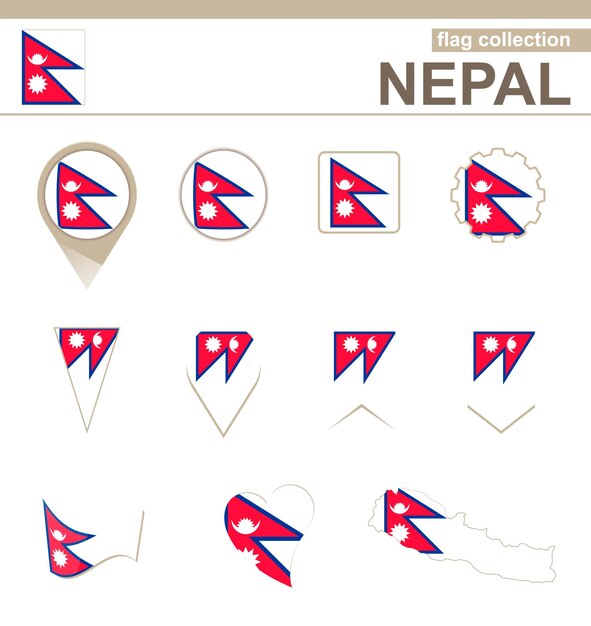 Colecci N De La Bandera De Nepal Versiones Vector Premium