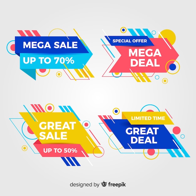 Colección de banners abstractos de ofertas especiales vector gratuito