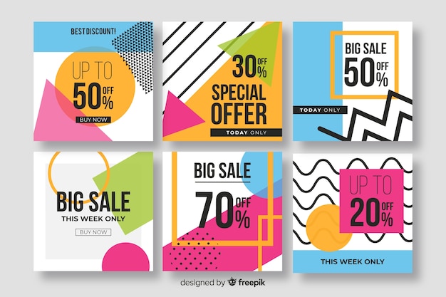 Colección de banners de venta para redes sociales. vector gratuito