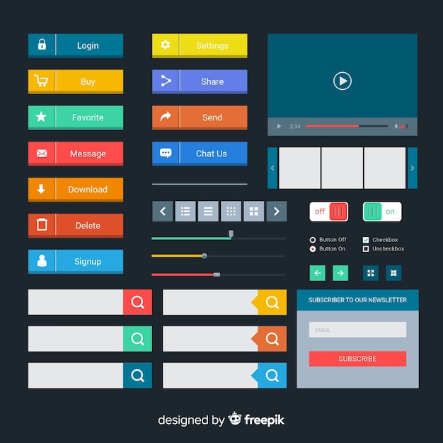 Colección botones diseño web vector gratuito