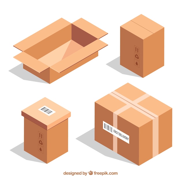 Download Colección de cajas de cartón para envío en estilo realista ...