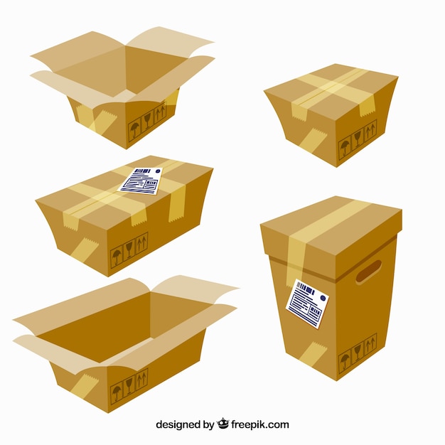 Download Colección de cajas de cartón para envío | Vector Gratis