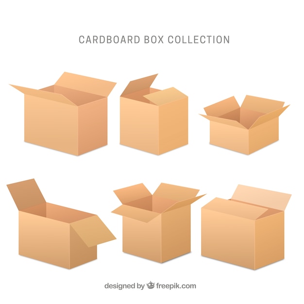 Download Colección de cajas de cartón en estilo realista | Vector ...