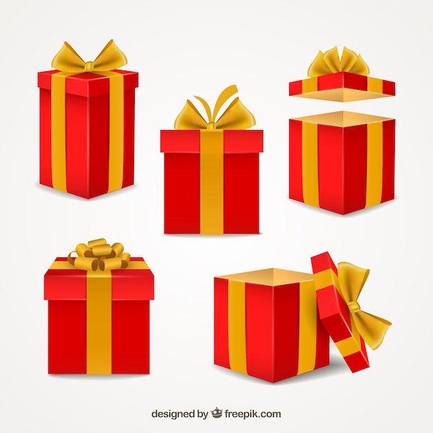 Download Colección de cajas de regalo rojas | Descargar Vectores gratis