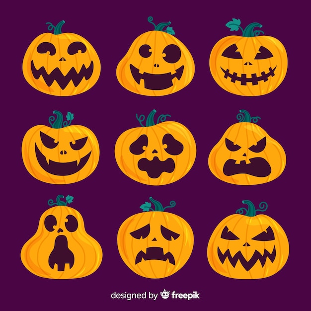 Colecci N De Calabaza De Halloween De Dise O Plano Vector Gratis