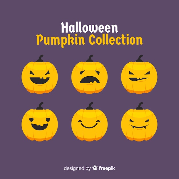 Colecci N De Calabazas De Halloween En Dise O Plano Vector Gratis