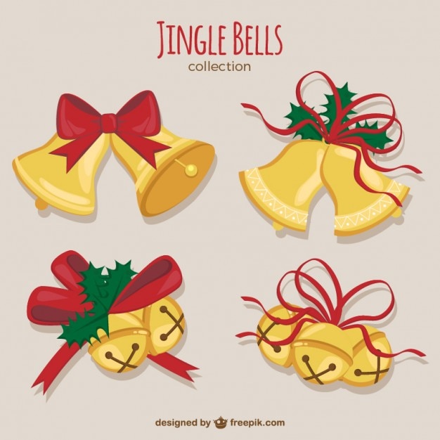 Colección de campanas navideñas vector gratuito