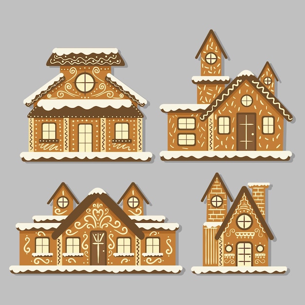 Colecci N Casitas De Jengibre Dibujadas A Mano Vector Gratis