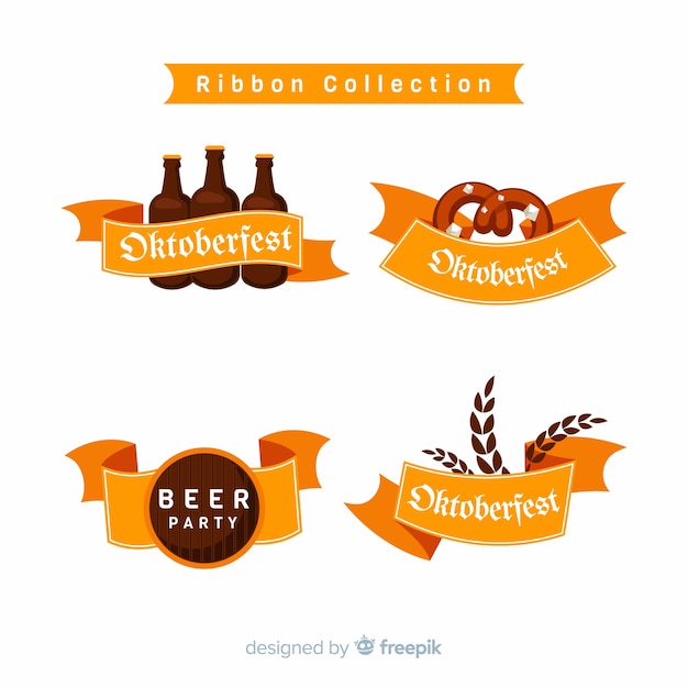 Colección de cintas de oktoberfest en diseño plano vector gratuito