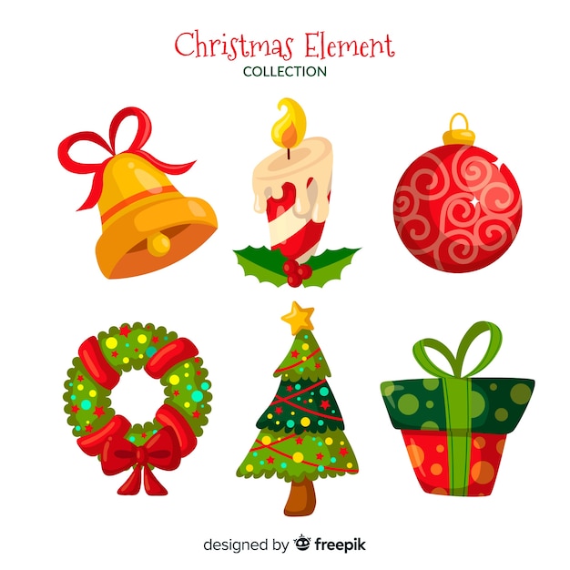 Colección Colorida De Elementos De Navidad Con Diseño Plano Vector Gratis 9753